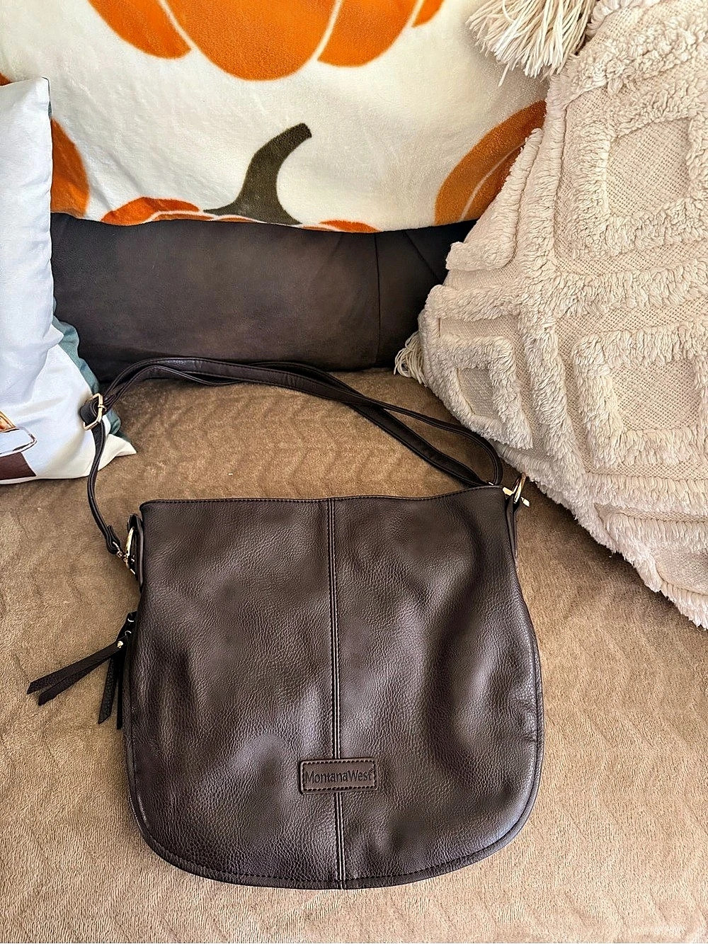 Montana West Slouchy Hobo Shoulder Bag Brown Crossbody Bag
